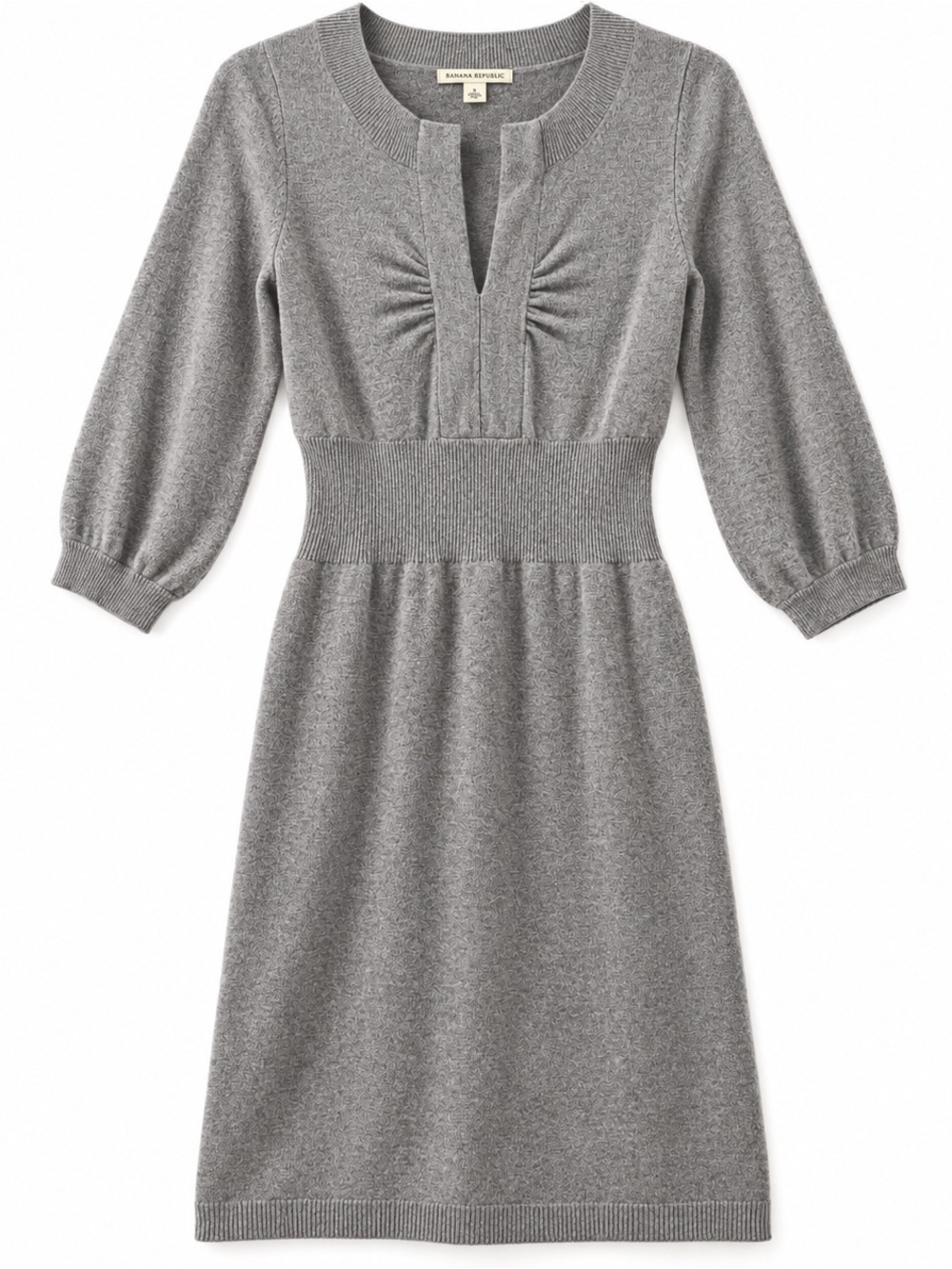 Banana Republic 100% Wool Gray Sweater Dress Size Small Ribbed Waist